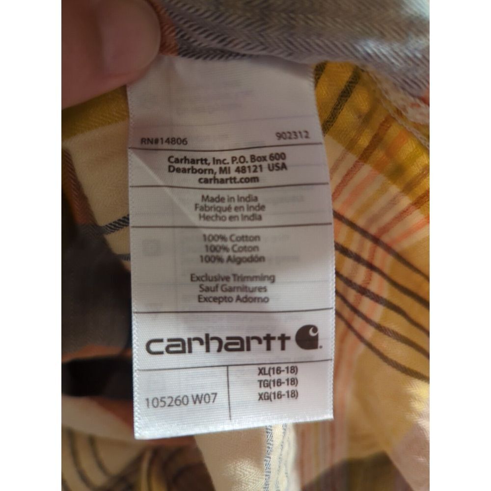 youth carhartt button short sleeve‎ plaid print short sleeve, xl, multi color - Picture 16 of 16